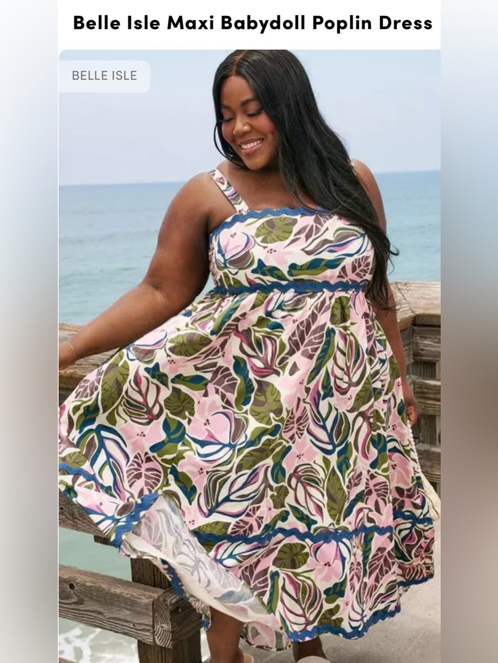 NWT Torrid Belle Isle Maxi Babydoll Poplin Dress - Size 2 (2X / 18-20) - Picture 3 of 6